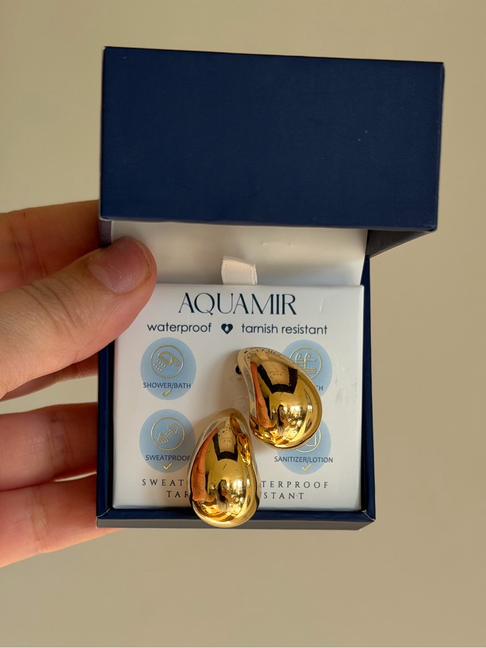 Waterproof Gold Teardrop Earrings | Tarnish-resistant, sweat-proof, shower-proof